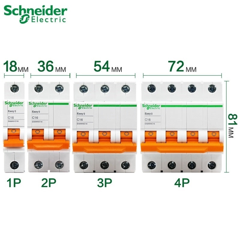 Schneider electric Mini Disjuntor Easy 9 breaker EA9AN circuit 1p 2p 3p 4p C type 6A 10A 16A 20A 25A 32A 50A 63A AC EA9AN - سوق عگد النصارى 