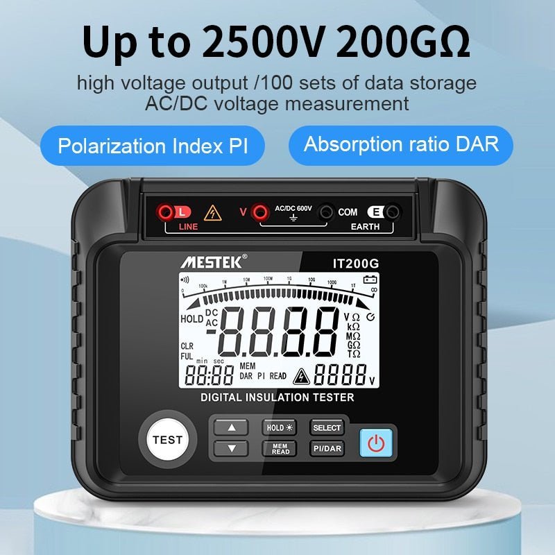 Mestek 200GΩ Digital Insulation Resistance Tester 2500V 200GΩ مستك العراق - سوق عگد النصارى